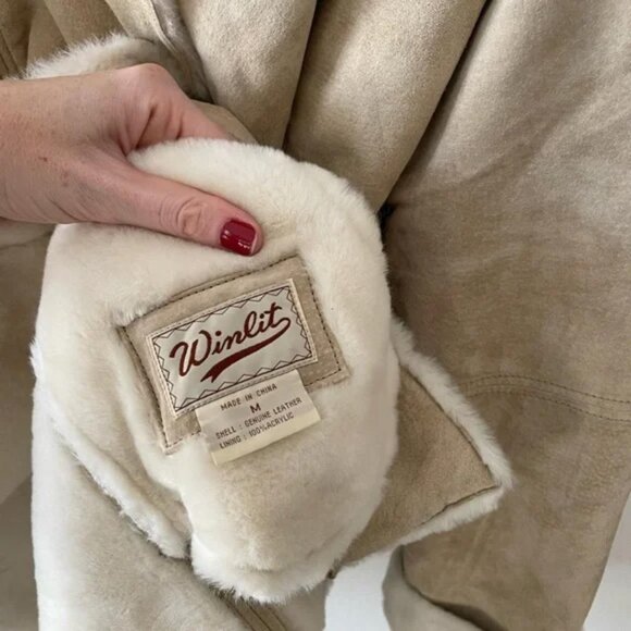 Vintage leather shearling coat - Picture 4 of 4